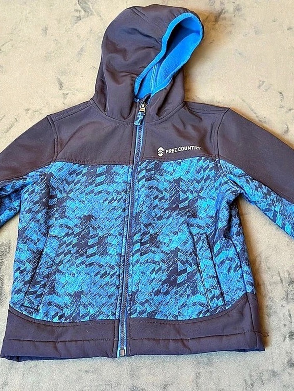 Free Country Girls Size 5/6 Blue & Black Hooded Jacket